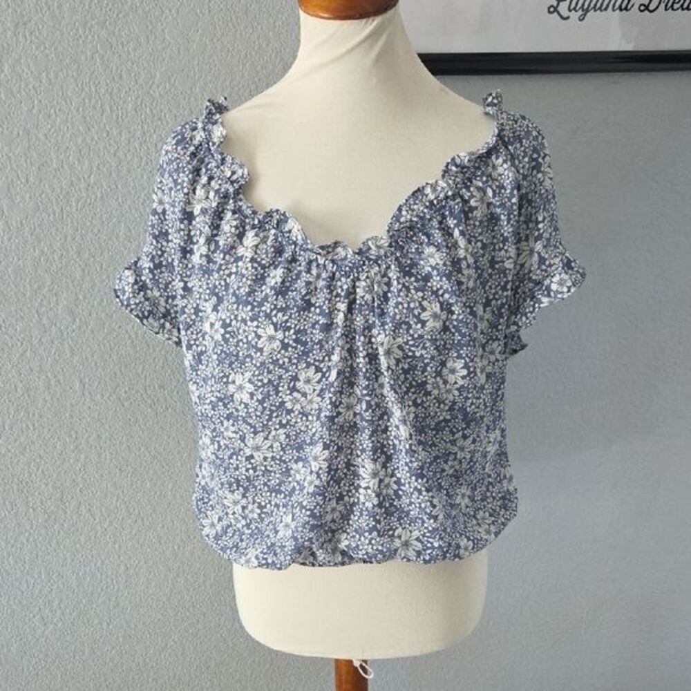 Sienna Sky Blue Floral Blouse Large